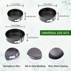 Springform Pan, Nonstick Cake Pan, Round cheesecake pan with leak-proof non-stick bottom removable bakeware.3 pieces 3 sizes, 7" 8" 9" for Cakes, Cheesecakes, Pizzas and Quiches.