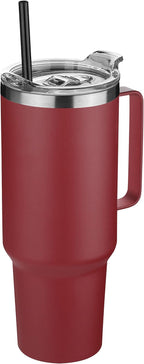 HASLE OUTFITTERS 40 oz Stainless Steel Tumbler with Handle, Vacuum Insulated Tumblers Bulk, Reusable Double Wall Travel Coffee Mug, Durable Powder Coated Water Bottles(Wine Red, 1)
