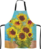 Apron, Oil Painting Sunflower Unisex Kitchen Bib with Adjustable Neck for Cooking Gardening,Adult Size