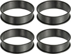 HARFINGTON 4pcs Crumpet Rings 3.15" Nonstick Round Cake Ring Stainless Steel Double Rolled English Pastry Rings for Kitchen Baking Crumpet Dessert, Black
