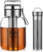 Glass Cold Brew Coffee Maker with Extended Fine Mesh Filter, Tea Infuser Bottle Iced Coffee Maker with Thick Borosilicate Glas