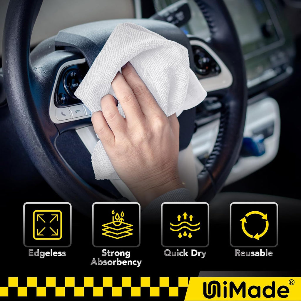 Microfiber Cleaning Cloth, 24 Pack Soft Towel for Cars Bulk Shop Towels Absorbent Car Wash Rags for Automotive Bar Mechanic Restaurant Garage Housekeeping, 11.5"x 11.5", White