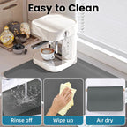 PoYang 24"x16" Coffee Mat Large, Coffee Bar Accessories for Countertop, Absorbent Dish Drying Mat, Anti-Slip and Hide Stain Pad for Espresso Machine, Espresso Maker and Kitchen Counter, Gray