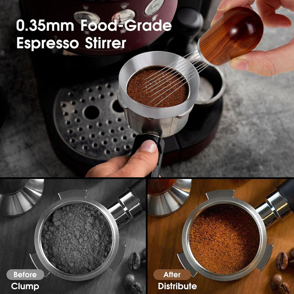 51mm Espresso Accessories Kit, WDT Tool, Dosing Funnel and Puck Screen Set, 316 Stainless Steel Needle Coffee Distribution Stirrer Fits Delonghi 51 mm Espresso Machines and Portafilter