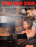 WEEDABEST Hot BBQ Gloves Heat Resistant Kitchen Oven Mitts Professional Long Heat Resistant Cooking Gloves for Grill,Grilling,Smoker,Barbeque,13.5 inch-Gray