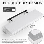 BAYKA Floating Shelves, 22.5" Rustic Wood Wall Mounted Shelves for Bathroom, Bedroom, Living Room, Kitchen & Office, Hanging Display Shelf with 22 lbs Capacity (White)
