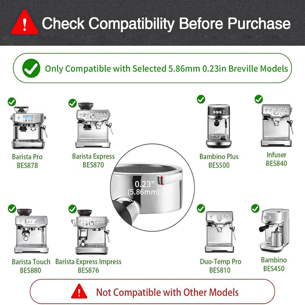 54mm Bottomless Portafilter with Filter Basket, Compatible with Breville Barista Express, BES880BSS, BES870XL, BES878BSS, BES500BSS, BES840XL, Pro, Touch, Bambino Plus, Infuser, Duo Temp Pro
