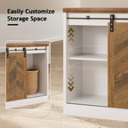 Coffee Bar Station with Sliding Barn Door, Small Coffee Bar Cabinet with Storage for Kitchen, 47 Inch