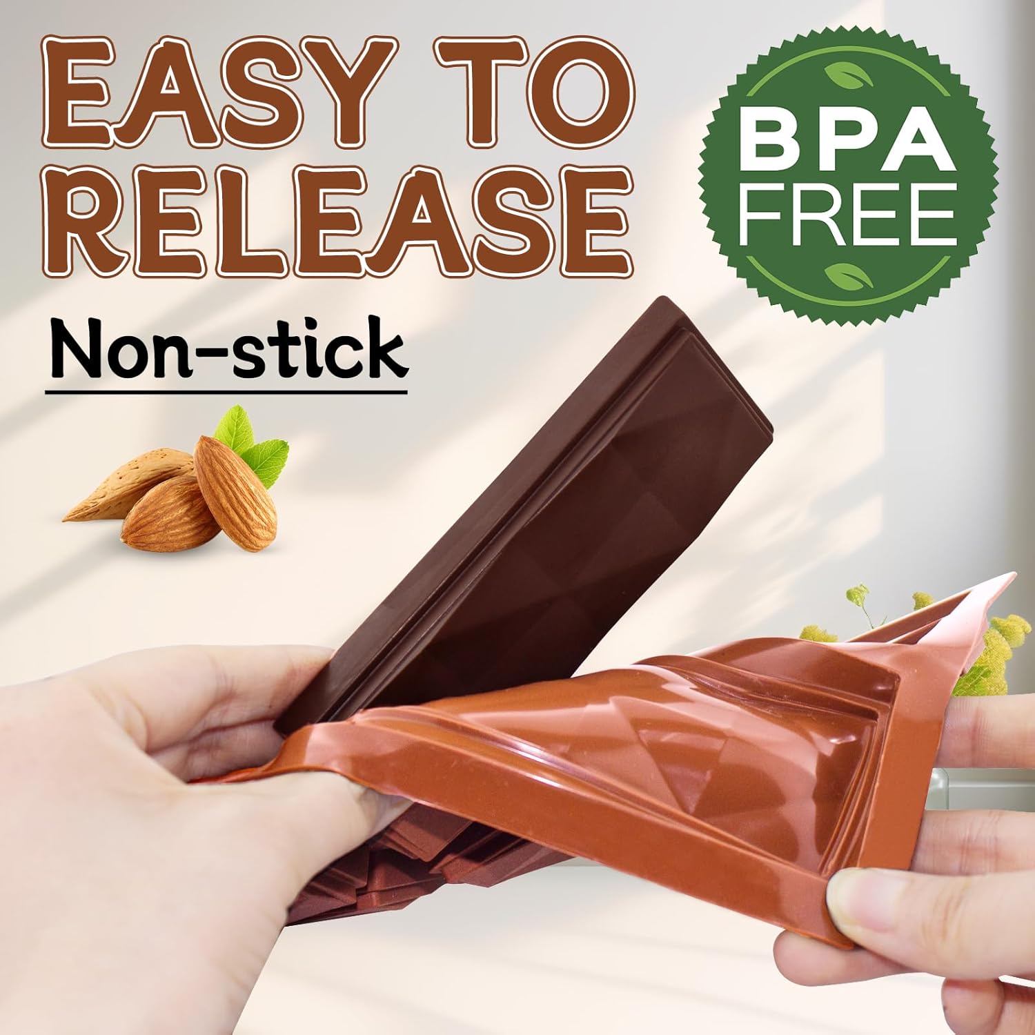 Chocolate Bar Molds 2 Pack,Deep Dubai Pistachio Stuffed Bar Silicone Mold for Making Filling Rhombus Shapes Candy Granola and Pastry Snacks