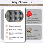 Silicone Muffin Pan Set, 6 Cups Cupcake Pan, With Metal Frame Nonstick Press to Easily Pop Out for Baking Homemade Muffins,Breads, Cupcakes, Egg Bites, BPA-Free Silicone (Grey, 6Cups)