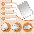 Stainless Steel Baking Sheet Set of 2, Deedro Cookie Sheet Metal Baking Pan Oven Tray, Non Toxic & Heavy Duty, Rust Free & Mirror Finish, Easy Clean & Dishwasher Safe, 17.3 x 12.3 x 1 Inch