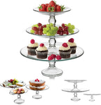 Libbey Selene 3 Tier Serving Stand Set, Elegant, Curvy Style Glass Dessert Stand, Dishwasher Safe 3 Tiered Dessert Stand for Fruit and Candy bowls