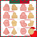 8 Piece Christmas Cookie Cutters, 3d Raised Design Gingerbread Cookie Stamps, Cookie Cutter Set suitable for Frosting Decoration, Mini Pie Molds, Apple Pie Pastry Biscuit Cutter (Christmas-F)