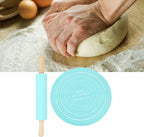 Large Silicone Rolling Pin Pastry Baking Mat Set for Kitchen (Blue)