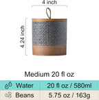 Ceramic Spice Jars with Lids, Coffee Canister with Airtight Lid, Small Kitchen Food Storage Jars for Spice Sugar Tea Bag, Stackable Decor Kitchen Jar for Counter - Gray & 20 fl.oz