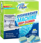 True Fresh Dishwasher Cleaner & Deodorizer Tablets 18-Pack, 20g Each - Powerful Limescale & Odor Removal - Deep Clean for Sparkling Dishwashers - Safe, Effective, and Compatible with All Models
