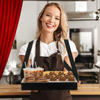 Marsui 2 Pcs Halloween Snack Trays with Straps 15 x 11 x 2 Inch Wooden Movie Night Snack Drink Trays Vendor Usherette Popcorn Drink Beverage Carrier for 20's Theme Carnival Party Costume(Black)