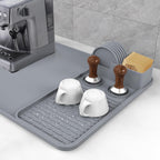 Silicone Coffee Mat with 6PCS Coasters,24''x16'' Kitchen Bar Accessories Fits Under Coffee Maker and Pot,Espresso Machine,Detachable Dish Drying Mat for Tamper,Sugar Packets,Cups,Countertop Protection