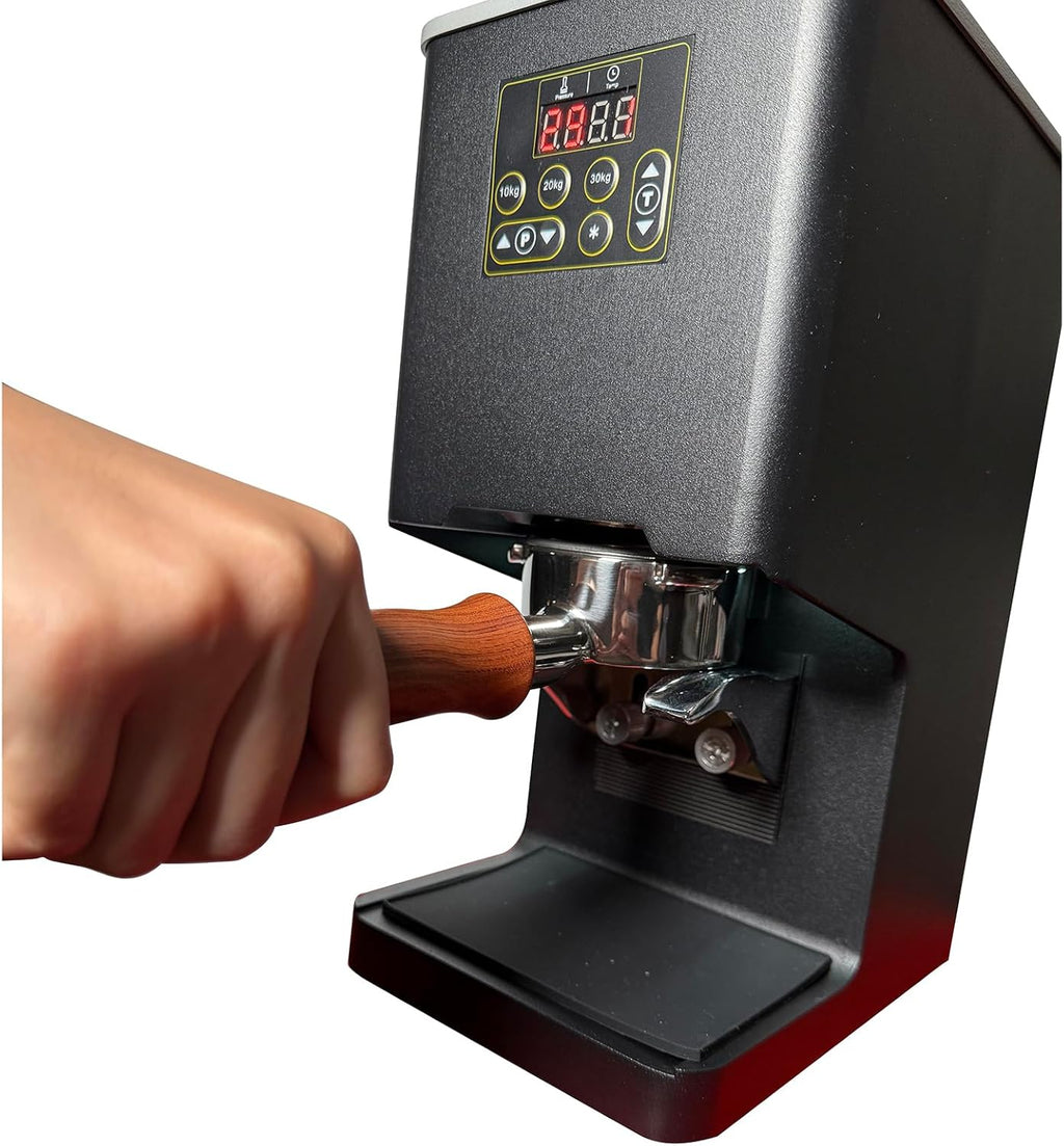 Electronic Automatic Coffee Tamper Machine - Precision Press for Perfect Espresso for Home & Commercial. Adjustable Pressure, Multi-Tamp, Hands Free Operation, Height Adjustable for Wide Range (Black)