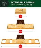 ROYAL CRAFT WOOD Bathtub Tray Caddy for Tub, Bamboo Bath Shelf, Premium Foldable Wood Bath Table, Expandable Bathtub & Bathroom Accessories, New Home Gifts for Mom, Housewarming, Anniversary, Wedding