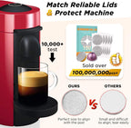 CAPMESSO Reusable Vertuo Pod Refill Kit, Faster Seal Reusable Nespresso Vertuo Pods with Fill & Press Brush,100pcs Aluminum Foil Lids for Refillable Nespresso Pods Vertuo