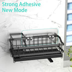 Sponge Holder for Kitchen Sink - Countertop Rustproof Stainless Steel, Sink Caddy, Kitchen Gadgets Accessories (Black)