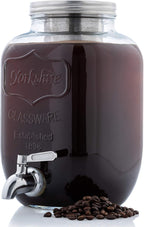 Original Grind Coffee Co.,1 Gallon Cold Brew Coffee Maker,Easy Pour Stainless Steel Spigot Tap,Extra Thick Glass Pitcher Brewing System Iced Coffee Maker,Refrigerator Safe Storage