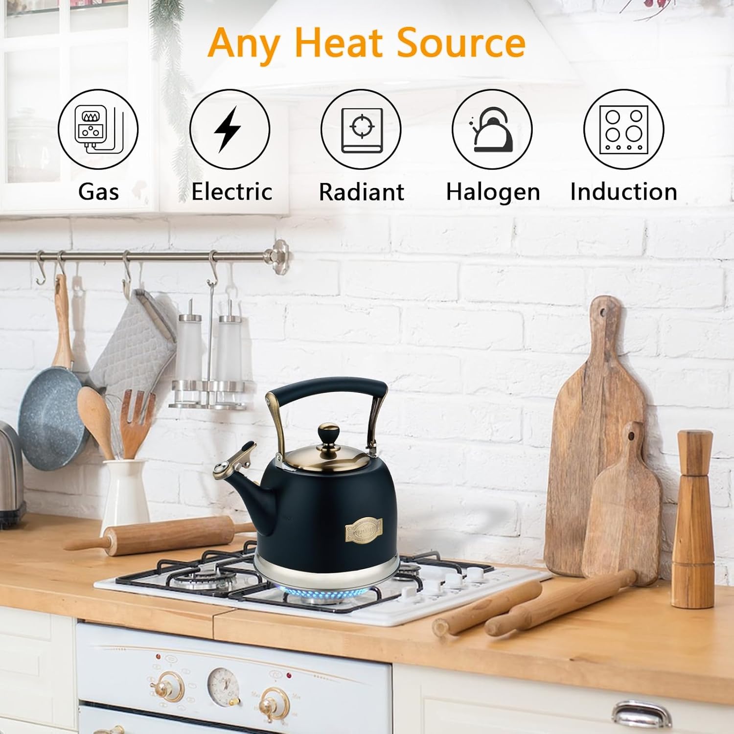 Tea Kettle Stainless Steel Teapot, Stainless Steel Teakettle for Stove Top with Heat Proof Ergonomic Handle 3.0 Quart