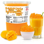 Fanale Mango Popping Boba Pearls, Vegan, Non GMO, Gluten Free, Fat Free, Perfect for Bubble Tea, Smoothies, Ice Cream, Desserts, and Beverages.