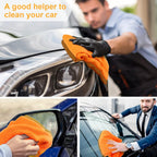 Shimeyao 30 Pcs Edgeless Microfiber Plush Towels for Cars Detailing Drying Wash Polishing Absorbent Cleaning Cloths, 500 GSM, 16 x 16 Inch(16 x 16 Inch,Orange,30 Pcs)