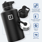 IRON °FLASK Camping & Hiking Hydration Flask with 3 Lids - Stainless Steel, Double Walled & Vacuum Insulated Water Bottle - Leak Proof & BPA Free (Aurora, Straw - 64 oz)