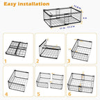 NADAMOO Freezer Organizer Bins, 3 Packs Large Expandable Stackable Chest Freezer Containers with Handle, Metal Adjustable Storage Baskets for Fridge, Deep Freezer, Cabinet, Kitchen, Pantry - Black