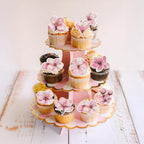 Ephlyn 50Pcs Edible Flowers Cake Topper Cupcake Toppers Wedding Themed Party Baby Shower Birthday Party Cupcake Picks Anniversary Party Decorations Supplies Pink