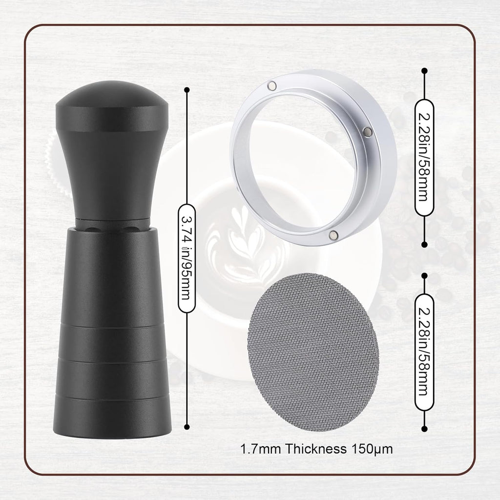 58mm WDT Tool Espresso Accessories Kit,GdHaHSP Dosing Funnel and Puck Screen Set,Espresso Stirrer Distribution Tool,Espresso Whisk for espresso tools