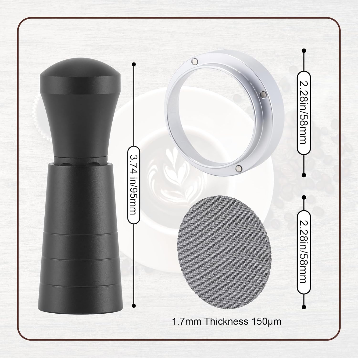 58mm WDT Tool Espresso Accessories Kit,GdHaHSP Dosing Funnel and Puck Screen Set,Espresso Stirrer Distribution Tool,Espresso Whisk for espresso tools