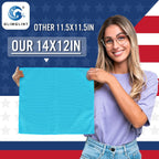 GLIMGLINT Microfiber Cleaning Cloth, 150 Pack Cleaning Rags, Cleaning Towels with 3 Color Assorted, Shop Towels 14"X12"(Yellow/White/Blue)