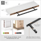 Vivelove 10 inch Deep Wall Shelves 36 inche Long, 1.8 Thick Single Floating Shelf Wall Mounted, Heavy Duty 70 lbs Shelves for Bedroom, Books, Living Room, Kitchen, Office Modern Farmhouse Decor, White