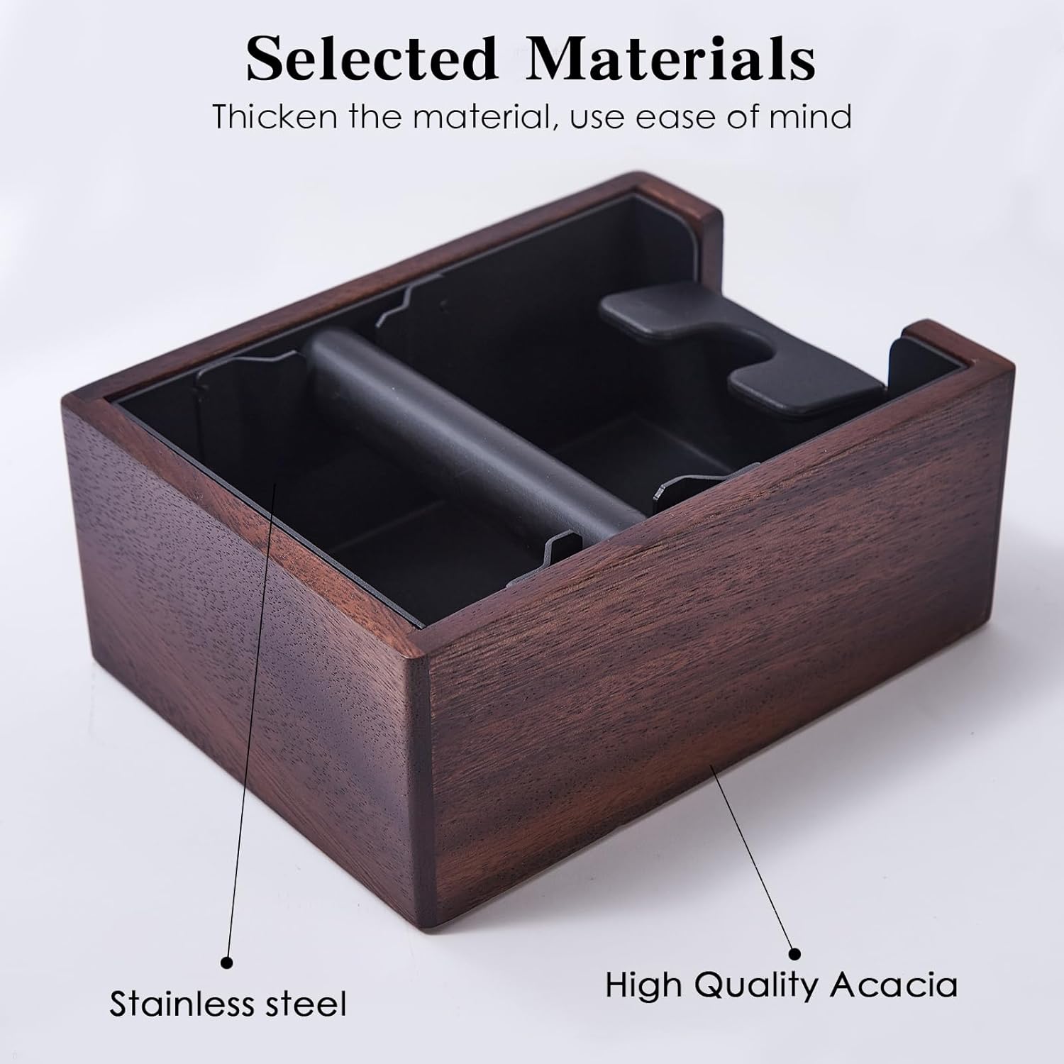 Wooden Espresso Knockout Box, 58mm Espresso Storage Box, Suitable For Storing 58mm Espresso Mashers, Dispensers, Natural Walnut Wood Masher Base (coffee)