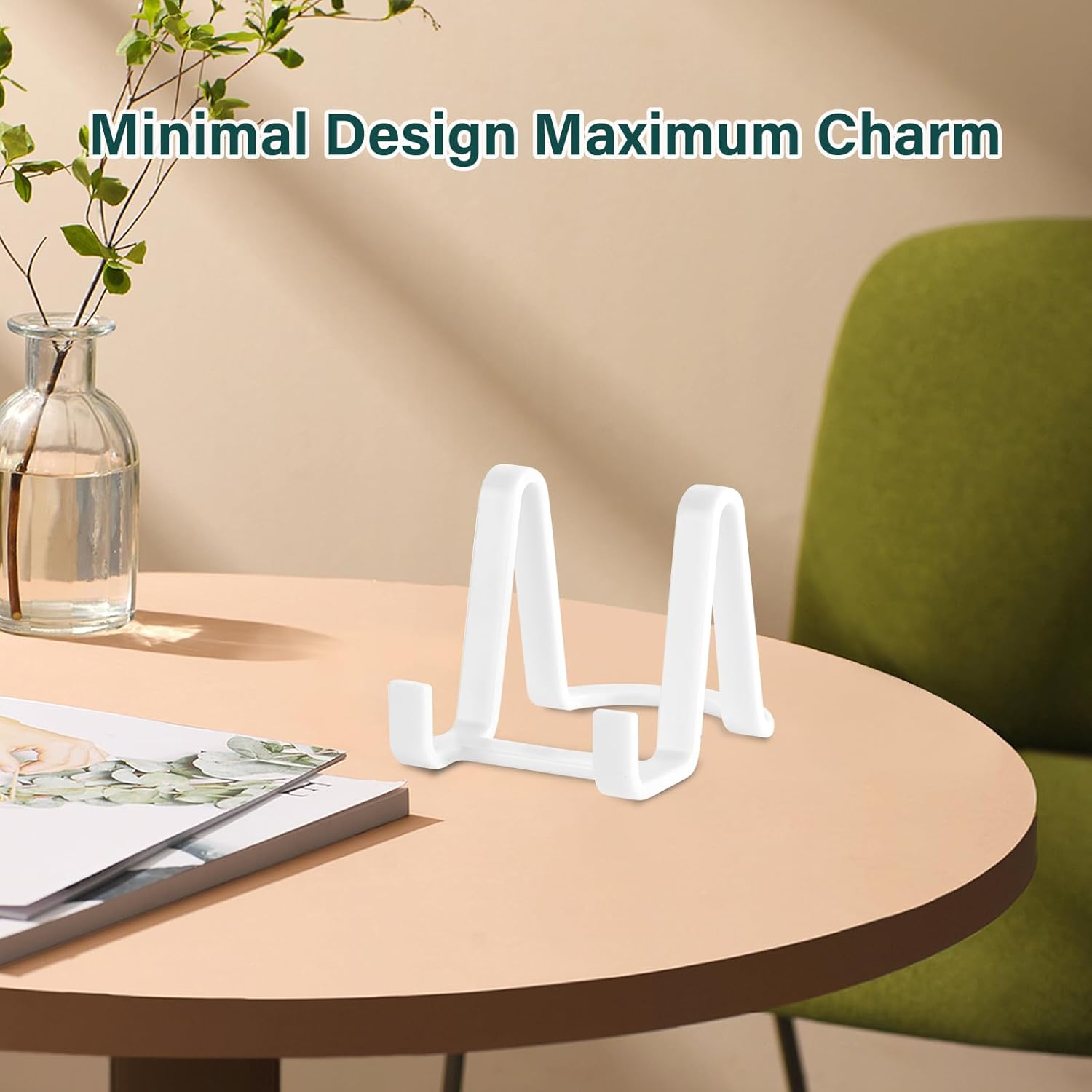 Artliving Plate Display Stands Easel Holder - 3-Inch Plastic Stand for Small Decorative Plates, Pictures and Photos - White (6-Pack)