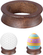 JUXYES Wooden Sphere Holder Display Stand, 6 Pack Small Wood Crystal Ball Stand, Simple Round Display Easel Stands for Decorative Eggs, Crystal Balls, Golf Ball, Stones, Gemstones, Collections, 32mm