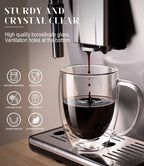 OJA Double Wall Glass Coffee Mugs Set of 4, Hand Blown 12.5OZ Clear Glass Coffee Cups, Insulated Tea Mug, Perfect for Espresso, Cappuccino, Latte, American,Tea Bag, Beverage