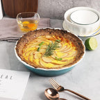 Sweejar Ceramic Pie Pan, 10 Inch Round Baking Dish, Non-Stick with Soft Wave Edge for Apple, Pumpkin, Pot Pies (Gradient Gray)