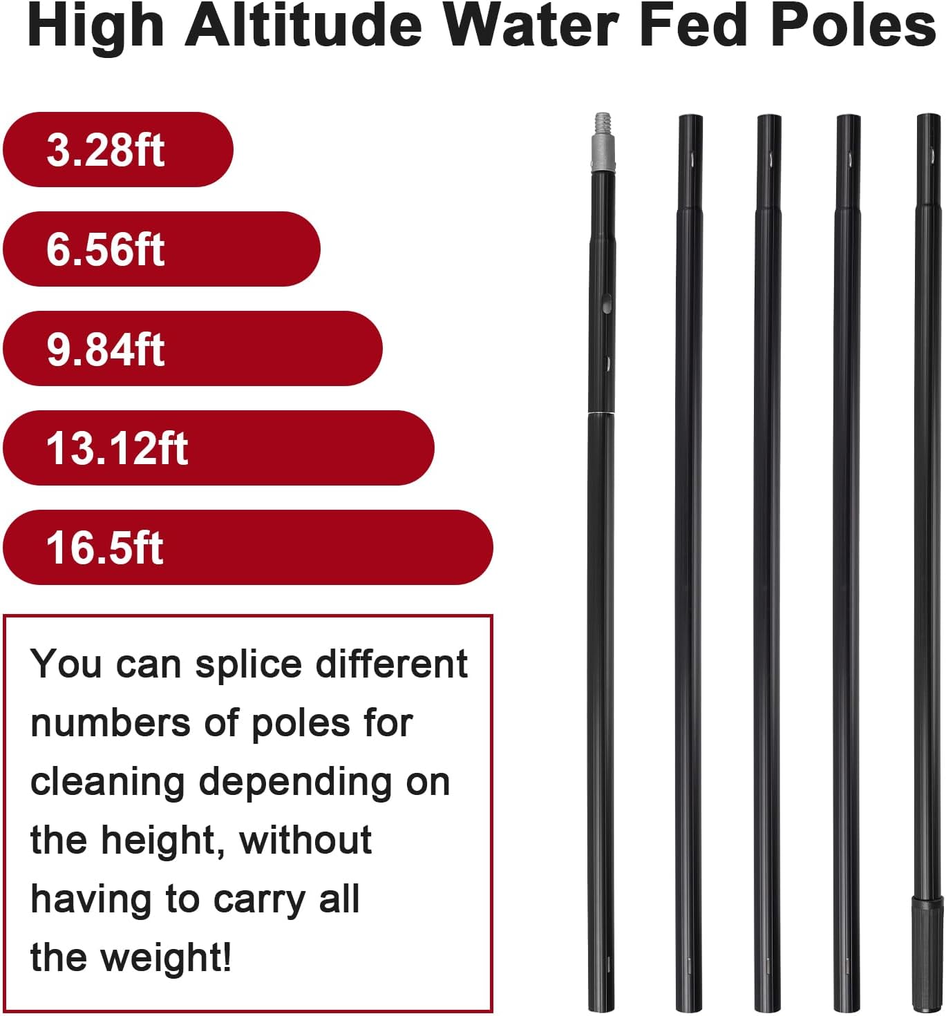 16.5ft/5m Water Fed Pole Kit, Solar Panel Cleaning & Squeegee Kit, Aluminum Extendable Pole, 22in Wide Brush, Bendable Dusting Brush, Outdoor Window Washing Equipment Tool