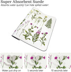 Bloss Kitchen Mat, Coffee Mat 12"x19", Coffee Bar/Maker Mat, Kitchen Counter Mats, Absorbent Hide Stain Rubber Backed Dish Drying Pad(, Flowers and Leaves)