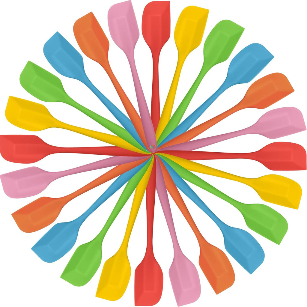 Irenare 24 Pcs Mini Silicone Spatulas Bulk 8.3 Inch Heat Resistant Scrapers Rubber Spatulas Seamless Design Non Stick Flexible for Kitchen Use Cooking Baking Mixing
