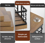 Wican Guest Towel Holder Tray for Bathroom, Oak and Iron Napkins Holder for Powder Room Dinning Table Wooden Basket for Disposable Paper Hand Towels Black and Brown