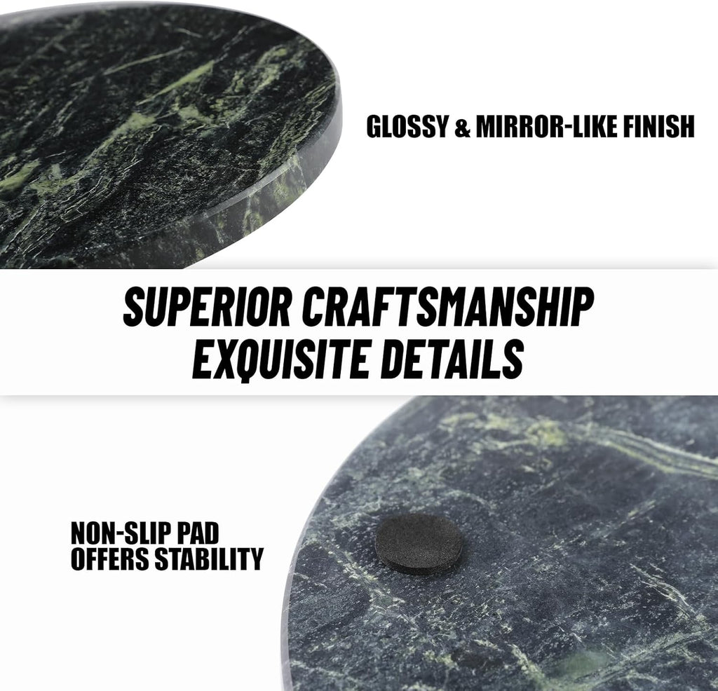 Koville Indian Natural Marble Cutting Board for Kitchen, 11inch Round Hand Crafted Marble Slab for Cheese, Charcuterie, Pastry Board - Wedding Gift, House Warming Gift(Indian Green)