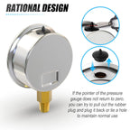 MEANLIN MEASURE -30inHG~30Psi Stainless Steel 1/8" NPT 2.5" FACE DIAL Vacuum Pressure Gauge, Lower Mount, with 1/4" NPT and 3/8" NPT Hex Bushing