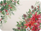 Giwawa Poinsettia Dish Drying Mat for Countertop 18"x24" Christmas Red Floral Winter Holly Berries Dish Drainer Mats Absorbent Microfiber Dish Drying Pad Protector for Kitchen Home Decor Large