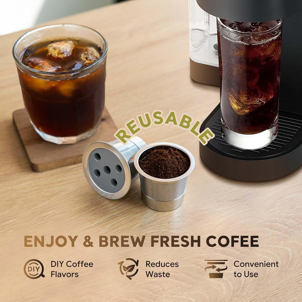 Stainless Steel Reusable K Cups for K-Supreme & K-Supreme Plus, Reusable K Cups Five Hole Universal K-eurig Refillable Coffee Pod Filter (4 Pack)